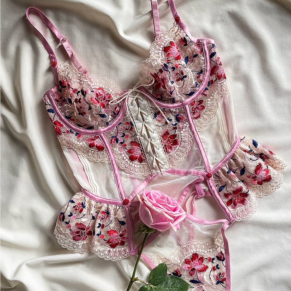 For Love and Lemons Festival Rose Teddy Bodysuit